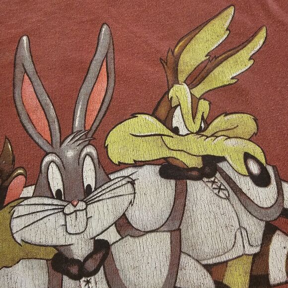 Vintage Looney Tunes Taz Bugs Warner Bros Football Single Stitch T-Shirt XL 90s - Picture 3 of 8